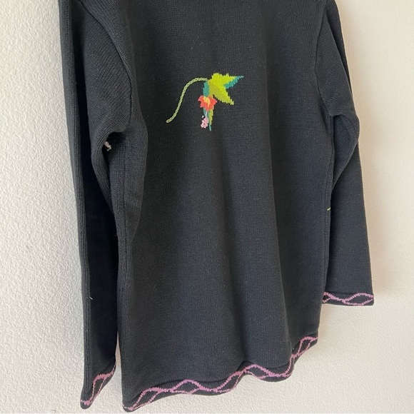 Vintage 90s Artsy Embroidered Cockatoos Funky Grandma Cardigan Sweater SZ Small - Picture 11 of 14